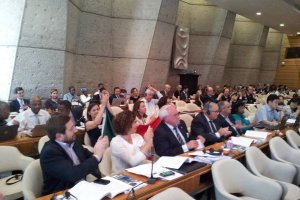 Delegação da candidatura de Castro Verde a Reserva da Biosfera durante o anúncio da decisão, na sede da UNESCO, em Paris. 14 de Junho de 2017