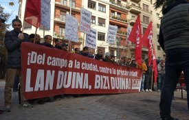 Trabalhadores agrícolas nas ruas de Pamplona contra a precariedade