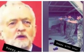 Soldados britânicos disparam contra retrato de Corbyn