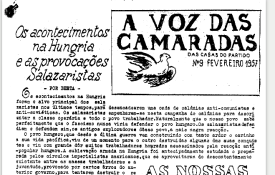 PEV vai projectar «A Voz das Camaradas» e promove debate com o realizador