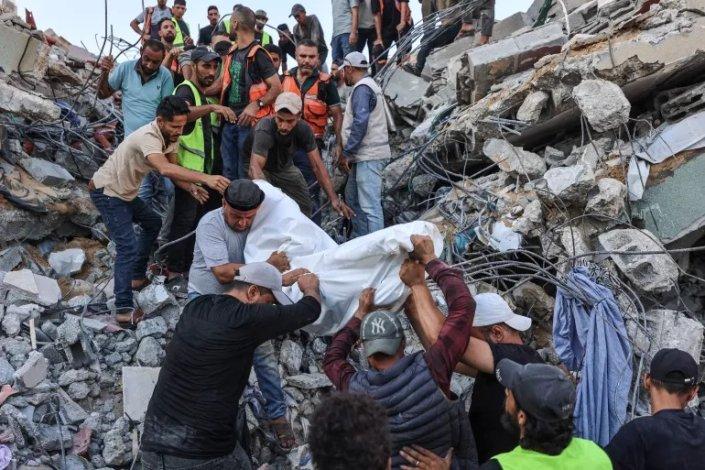 Faixa de Gaza edifício colapso