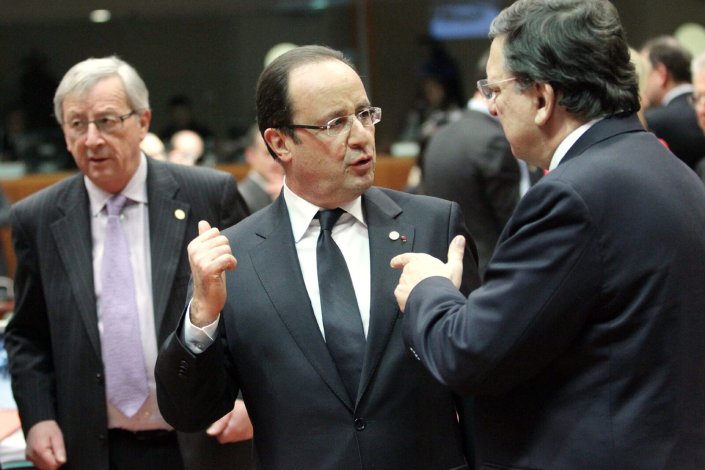 Jean-Claude Juncker, François Hollande e Durão Barroso. Os três protagonistas do «acordo secreto»