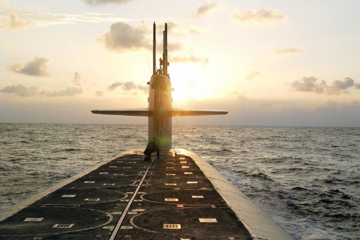 A mobilidade dos submarinos transforma-os em armas decisivas nas estratégias de «primeiro golpe». Na foto o submarino USS Wyoming (EUA), equipado com armas nucleares. 
