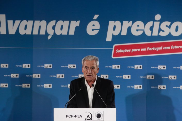 O secretário-geral do PCP, Jeronimo de Sousa, fala durante a apresentação do programa eleitoral do partido, em Lisboa, 16 de julho de 2019.