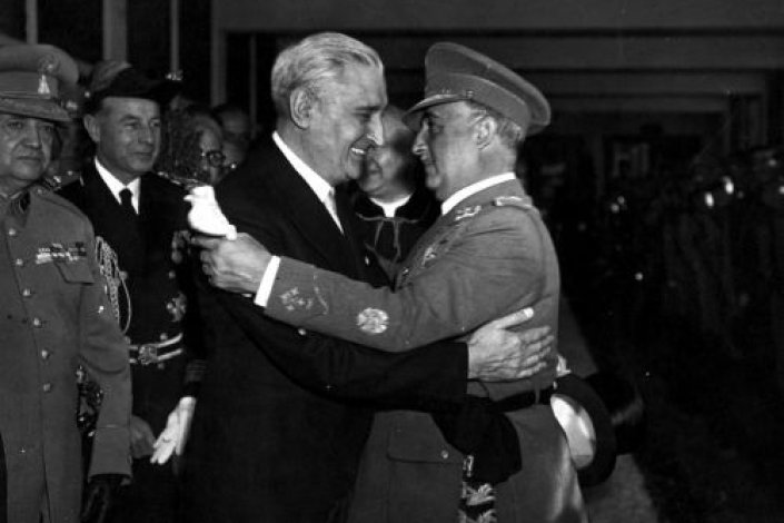 Salazar e Franco, líderes dos dois regimes fascistas da Península Ibérica