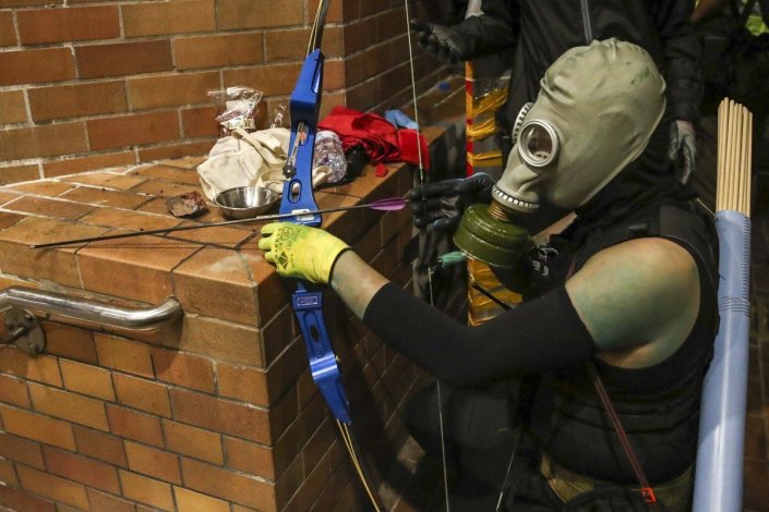 Manifestante em Hong Kong 