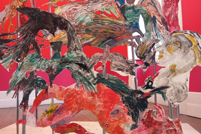 Pormenor de obra de Anna Boghiguian na Anozero - Bienal de Arte Contemporânea de Coimbra, Dezembro de 2019