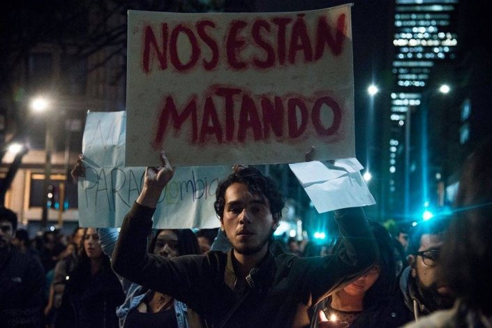 Protesto na Colômbia contra o assassinato de dirigentes sociais (imagem de arquivo)