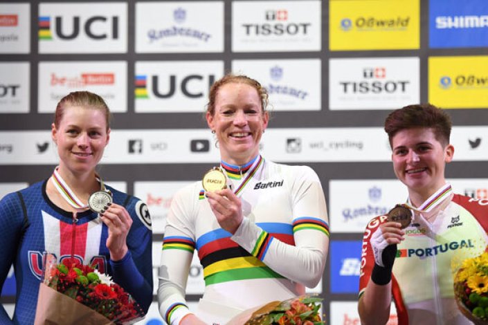 Maria Martins conquistou a medalha de bronze no Campeonato do Mundo de Pista. 27 de Fevereiro, Berlim, Alemanha