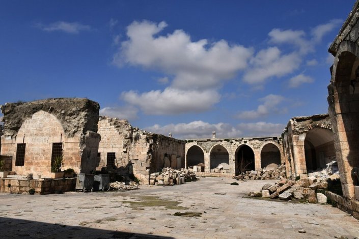 O museu de Maarat an-Numan, muito destruído, em Fevereiro de 2020