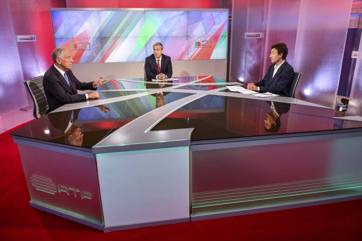 Debate, na RTP, entre Marcelo Rebelo de Sousa e Tiago Mayan Gonçalvez no âmbito da campanha para as eleições presidenciais que ocorrem a 24 de Janeiro de 2021.