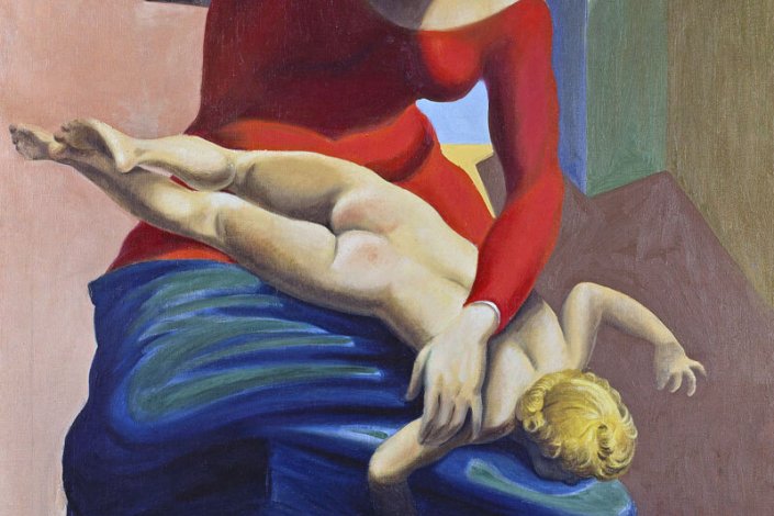 A Virgem Espanca o Menino Vigiada Por Três Artistas: André Breton, Paul Eluard e o próprio artista, Max Ernst, 1926