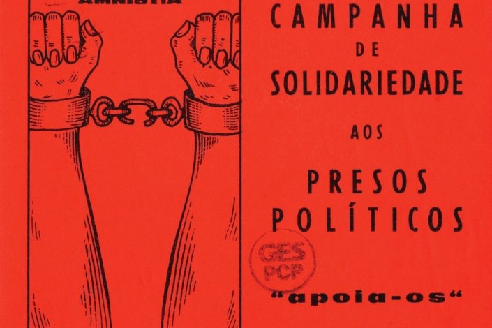 Cartaz de campanha de solidariedade com os presos políticos, do arquivo do PCP, disponibilizado online