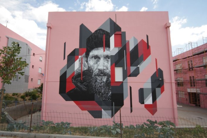 Obra do artista Samina na Alameda das Palmeiras, na Bela Vista