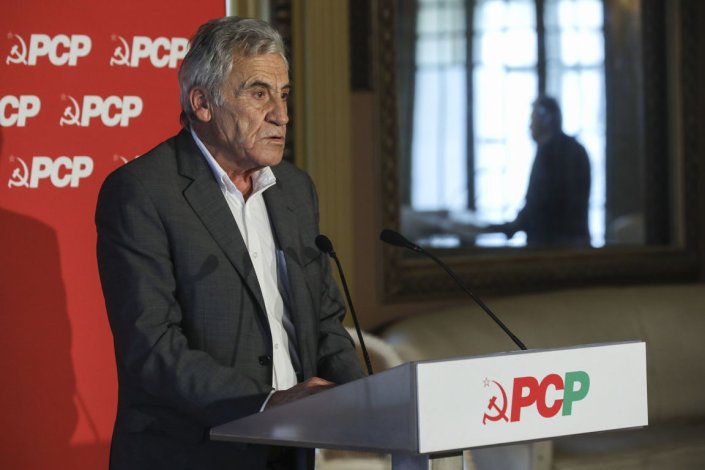 Jerónimo de Sousa, secretário-geral do PCP, intervém na abertura das jornadas parlamentares que decorrem na Área Metropolitana de Lisboa nos dias 21 e 22 de Junho de 2021