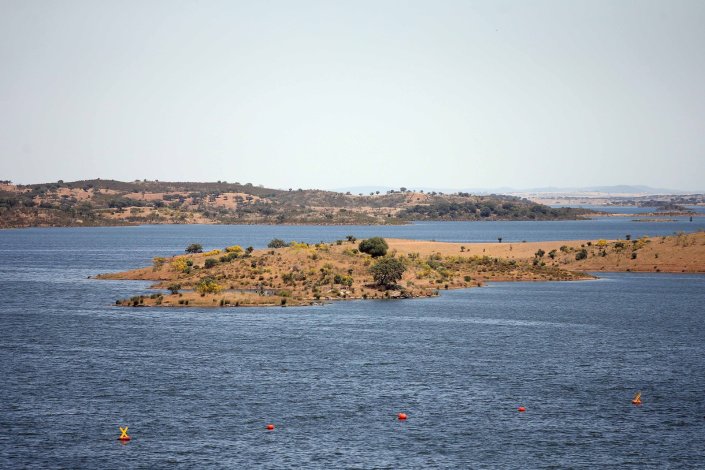 A albufeira da barragem do Alqueva em Maio de 2021