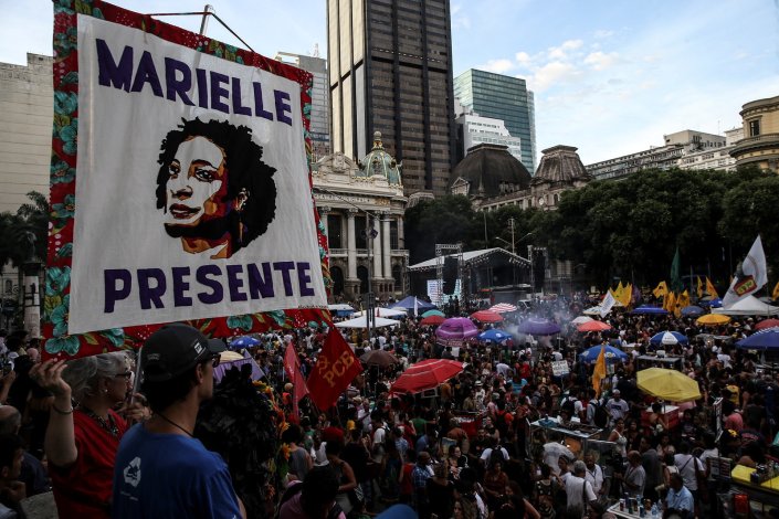 Manifestação no Brasil exige saber quem mandou matar Marielle Franco e Anderson Gomes, 14 de Março de 2019 