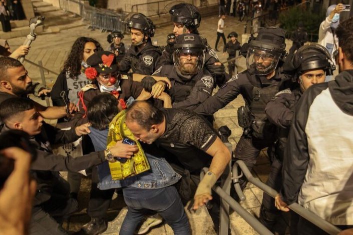 Repressão das forças israelitas na Porta de Damasco (imagem de arquivo)