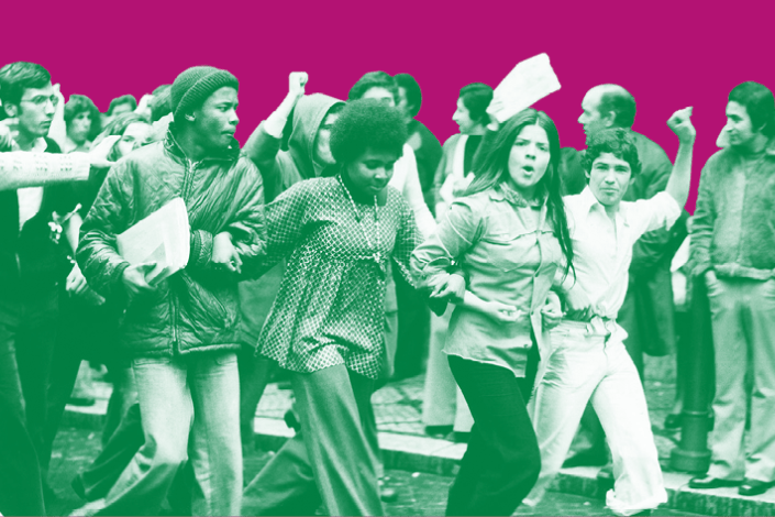 Composição gráfica a partir de fotografia de Carlos Gil (Lisboa, 25 de Abril de 1974) 