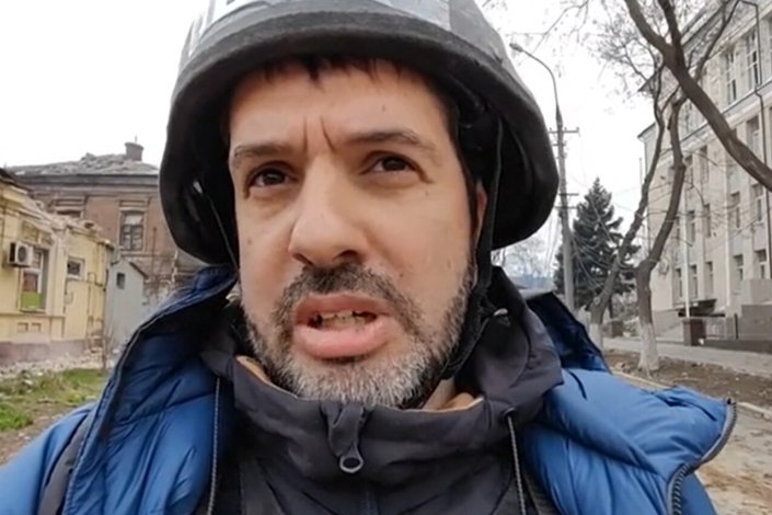 Bruno Amaral de Carvalho no terreno de guerra.