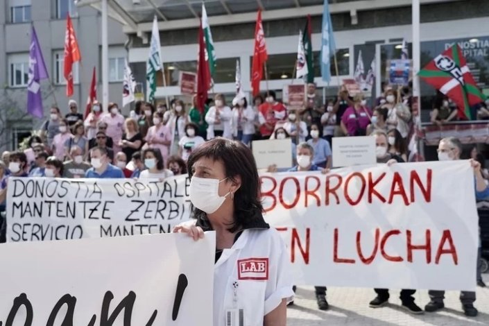 Mobilização em Donostia durante da a jornada de greve