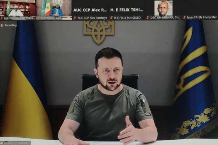 Apenas quatro de 55 líderes africanos se juntaram à reunião virtual com Zelensky no dia 20 de Junho de 2022
