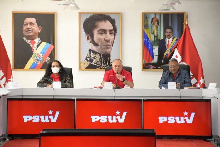 Diosdado Cabello durante a conferência de imprensa, a 18 de Julho de 2022