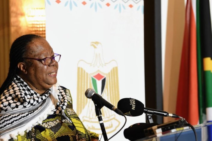 Naledi Pandor intervindo na segunda reunião dos Chefes de Missão Palestinianos em África, que se relaizou em Pretória, a 26 de Julho de 2022