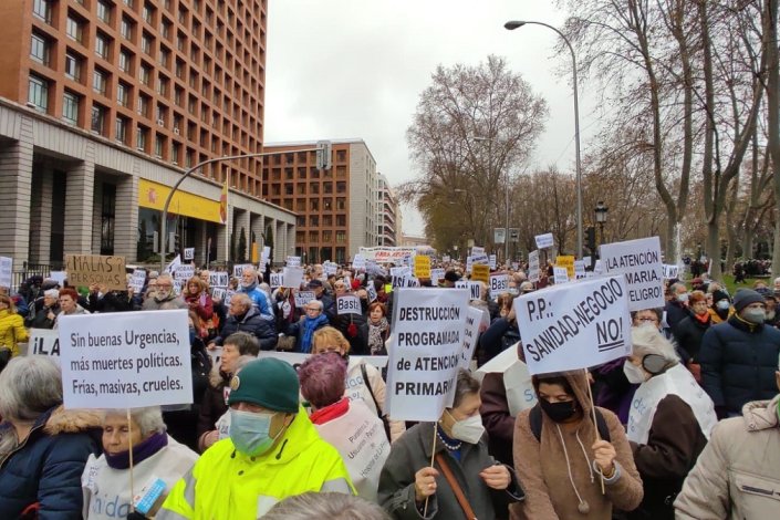 Manifestação em defesa da Saúde pública, em Madrid, a 15 de Janeiro de 2023 