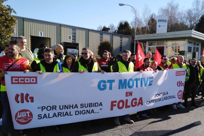 Trabalhadores da GT Motive em Pontedeume (Corunha) em greve