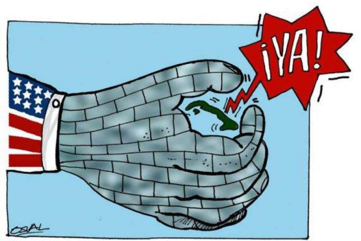 Ilustração alusiva ao bloqueio norte-americano a Cuba