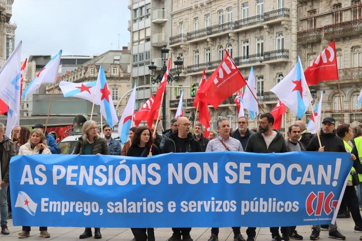 Mobilização organizada pela CIG, em Vigo, contra a reforma das pensões do governo espanhol 