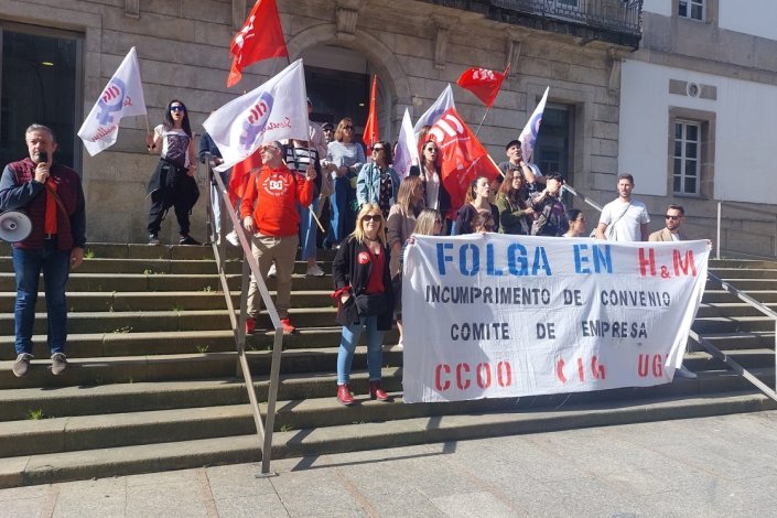Trabalhadores da H&M em greve em Vigo