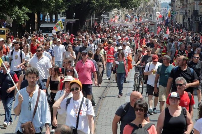 Manifestação em Bordéus contra a reforma das pensões, a 6 de Junho de 2023