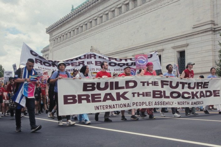 Manifestação anti-imperialista e solidária com Cuba em Washington, a 25 de Junho de 2023