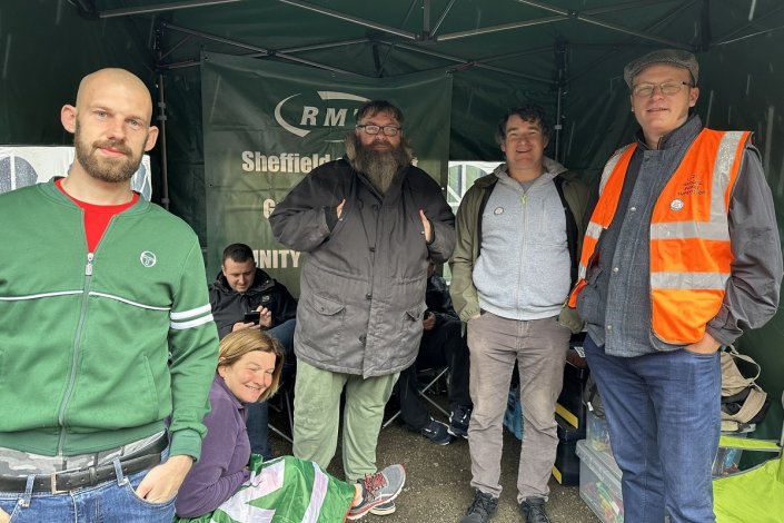 Piquete de greve em Sheffield (Inglaterra), a 22 de Julho de 2023