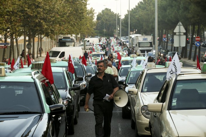 Milhares de taxistas protestaram em Lisboa, em Outubro de 2016
