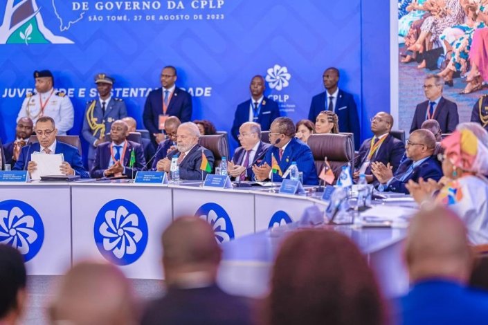 Lula da Silva durante a XIV Conferência de Chefes de Estado e de Governo da CPLP, em São Tomé, a 27 de Agosto de 2023 