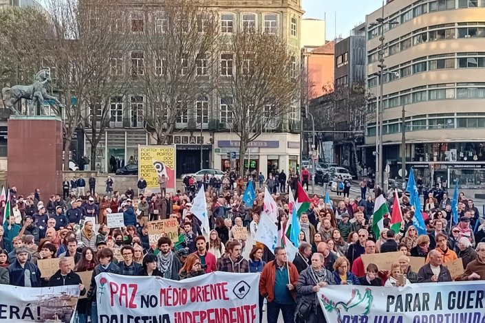 Mobilização solidária com o povo palestiniano no Porto, a 26 de Novembro de 2023 