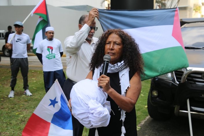 Intervenção durante a concentração frente à Embaixada de Israel no Panamá, a 28 de Dezembro de 2023