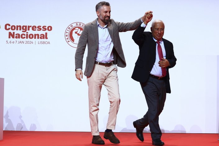 O primeiro-ministro, António Costa, e o secretário-geral do PS, Pedro Nuno Santos, durante o 24.º Congresso Nacional do Partido Socialista, na FIL. 5 de Janeiro de 2024