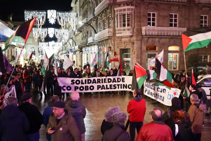 Acção solidária com a Palestina na Galiza, a 10 de Janeiro de 2024 