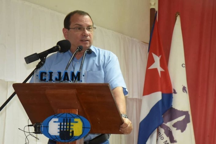 Fernando González, presidente do ICAP, deu as boas-vindas aos membros das brigadas solidárias com Cuba&nbsp;