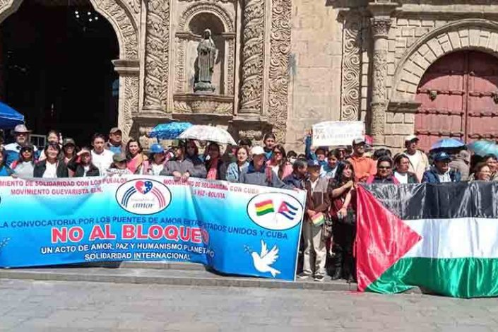 Solidariedade com Cuba (e a Palestina) este domingo, 28 de Abril de 2024, em La Paz, capital da Bolívia