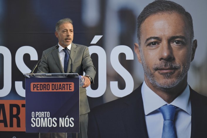 Pedro Duarte, candidato à Câmara Municipal do Porto, discursa na apresentação da candidatura da coligação PSD/CDS/Iniciativa Liberal 