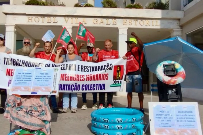 Protesto dos trabalhadores do Hotel Vila Galé Estoril, convocado pelo Sindicato de Hotelaria do Sul (SHS/CGTP-IN). 