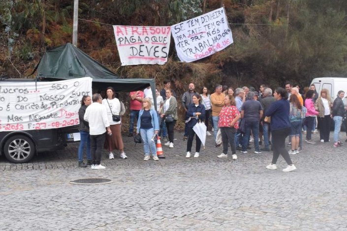 Protesto dos trabalhadores da Polopiqué, em Santo Tirso