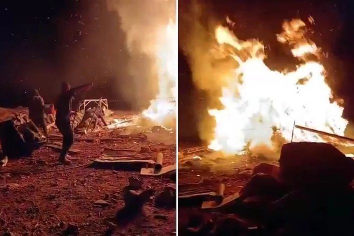 Colonos israelitas incendeiam&nbsp;pertences de famílias palestinianas em aldeias de Masafer Yatta, Cisjordânia,&nbsp;num ataque coordenado com as forças de ocupação israelitas. 27 de Janeiro de 2026&nbsp;