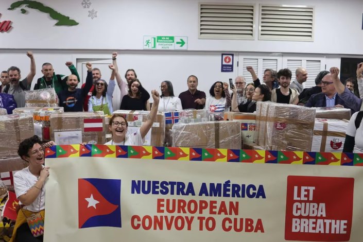 O primeiro comboio de solidariedade com Cuba e o povo cubano, no âmbito da iniciativa «Nossa América - Deixem Cuba respirar», que partiu da Europa com 500 toneladas de apoio humanitário, foi recebido em Havana a 19 de Março de 2026 