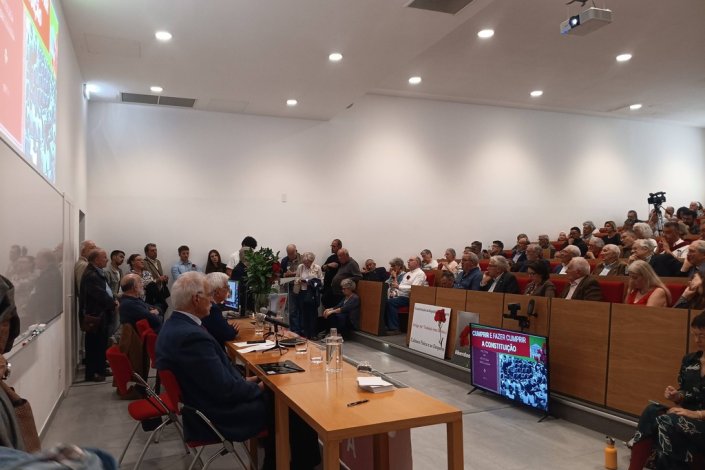 Aspecto da sessão comemorativa do 50.º aniversário da promulgação, a 2 de Abril de 1976,&nbsp;da Constituição da República Portuguesa que legitimou o regime democrático saído da Revolução de 25 de Abril de 1974. A sessão decorreu no ISEG, em Lisboa, a 2 de Abril de 2026